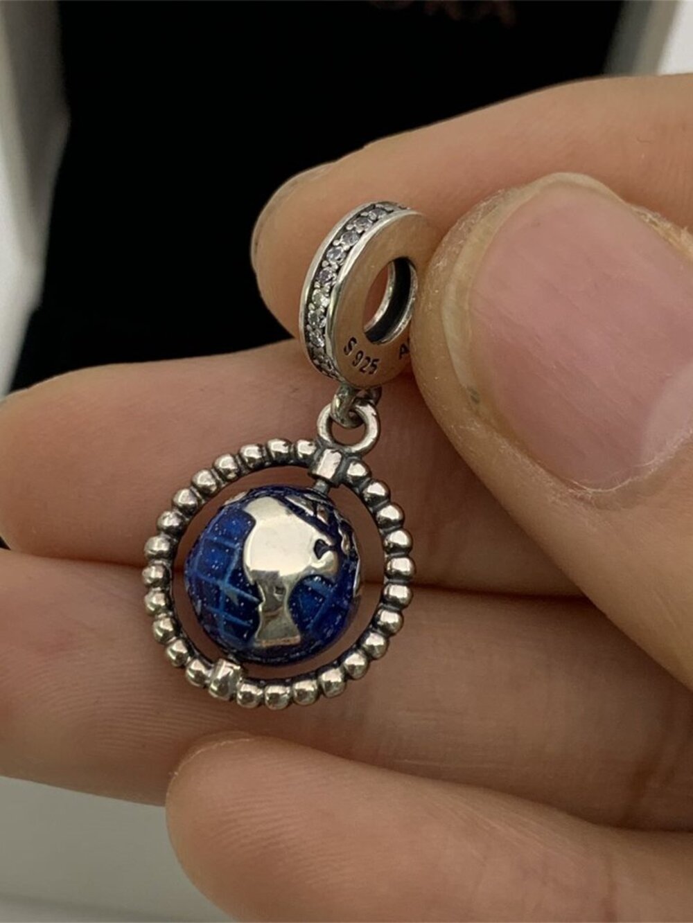 ✨🔥Pandora Blue Spinning Globe Dangle Charm